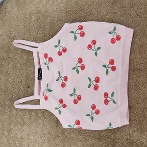 Girls cherry and pink tank top from art class.